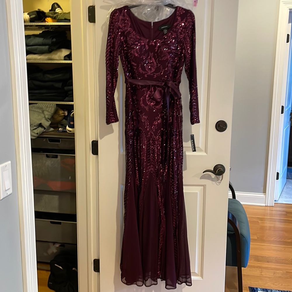 R & M Richard's long sleeve formal gown